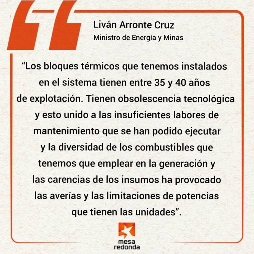 Afectaciones del situación del sistema electroenergético. 