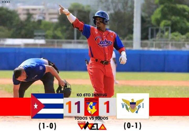 Cuba vence a Islas Vírgenes en V Copa del Caribe. Foto tomada del perfil de la Federación Cubana de Béisbol en X