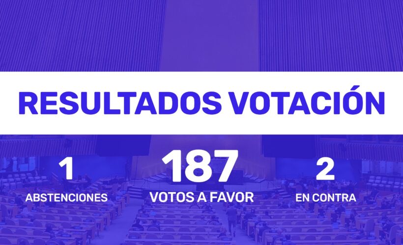 La comunidad internacional apoyó hoy con 187 votos la resolución sobre la necesidad de poner fin al bloqueo.