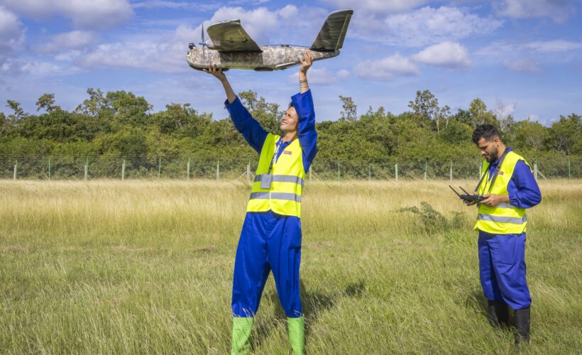 La cetrería robótica es el procedimiento para despejar las aves en áreas de aproximación del aeropuerto.