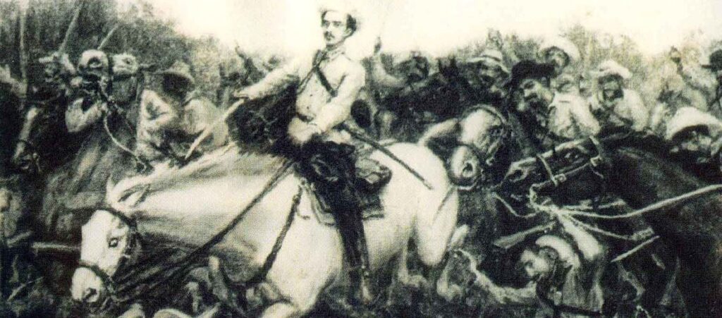 el Mayor General del Ejército Libertador Ignacio Agramonte y Loynaz, caído en combate el 11 de mayo de 1873 en los potreros de Jimaguayú  a los 31 años, cabalga todavía a sangre y fuego en la memoria de sus compatriotas y paisanos de los llanos camagüeyanos.