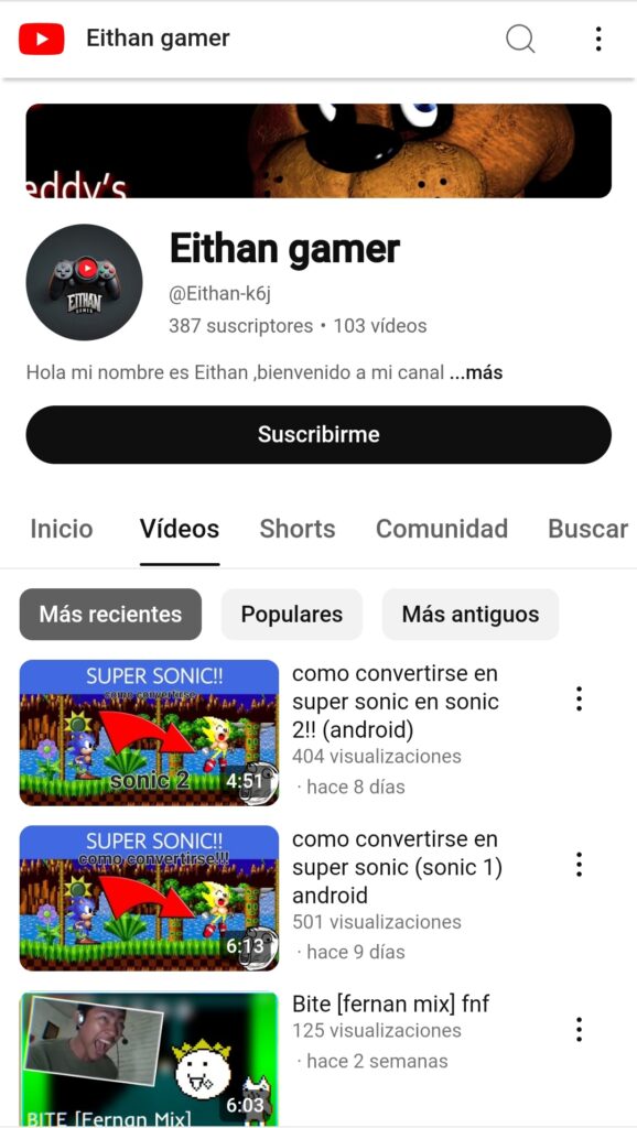 Canal de youtube de este pequeño