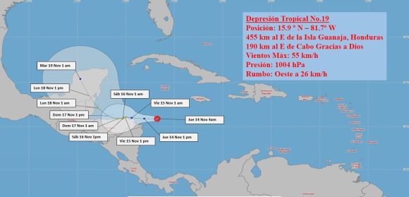 Se forma la decimonovena depresión tropical