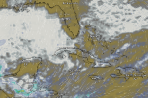 Aisladas lluvias en oriente y condiciones invernales en toda Cuba. Captura tomada de Windy