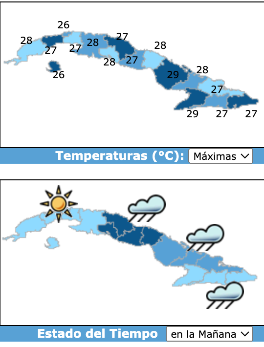 Tiempo en Cuba 8 enero 2025. Foto tomada del sitio del Instituto de Meteorología de Cuba