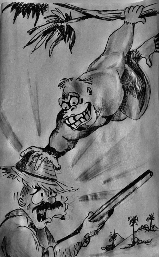 “King Kong” en los bosques de San Miguel. Ilustración: Carlos Junior Hoyos Verdura