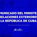 Comunicado del Ministerio de Relaciones Exteriores de Cuba