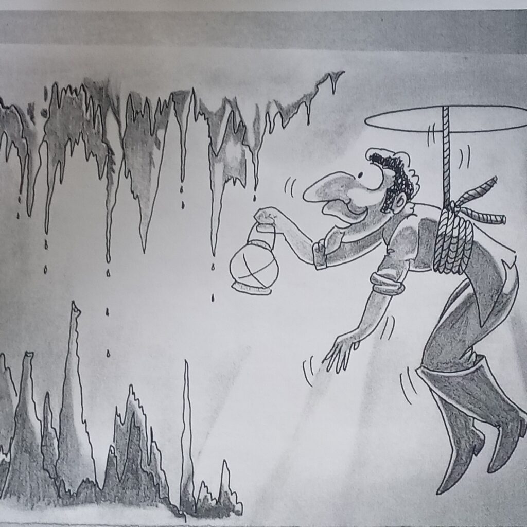 Manuel Santos Parga, descubridor de la Cueva de Bellamar. Ilustración: Carlos Junior Hoyos