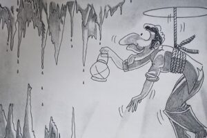 Manuel Santos Parga, descubridor de la Cueva de Bellamar. Ilustración: Carlos Junior Hoyos