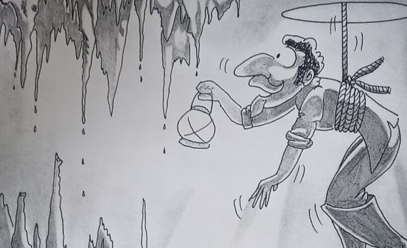 Manuel Santos Parga, descubridor de la Cueva de Bellamar. Ilustración: Carlos Junior Hoyos