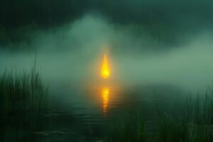 Fuego fatuo o luz errante sobre el agua. Foto tomada de meteored.com.ar