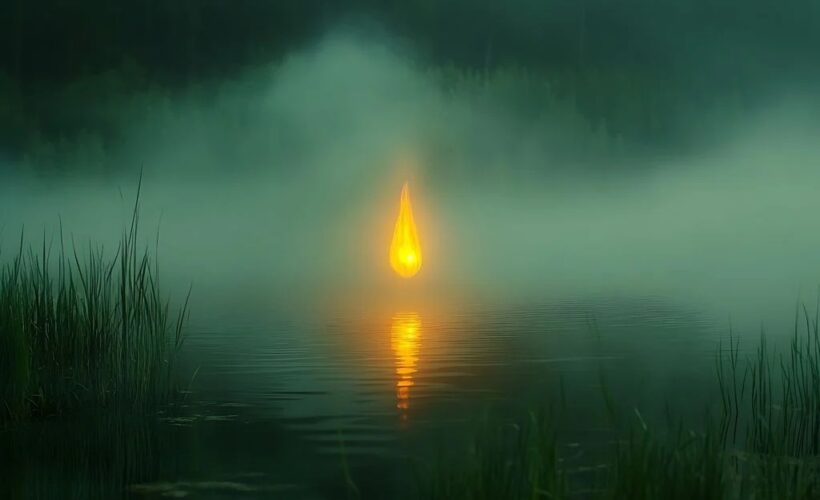 Fuego fatuo o luz errante sobre el agua. Foto tomada de meteored.com.ar