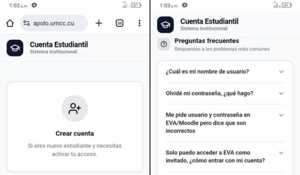 Aplicación Apolo Universidad de Matanzas. Imagen: captura tomada de la página de Facebook de la Universidad de Matanzas