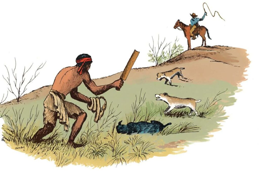 Cimarron vs Rancheador en Ciénaga de Zapata, Matanzas, Cuba. Ilustración: Carlos Junior Hoyos Verdura