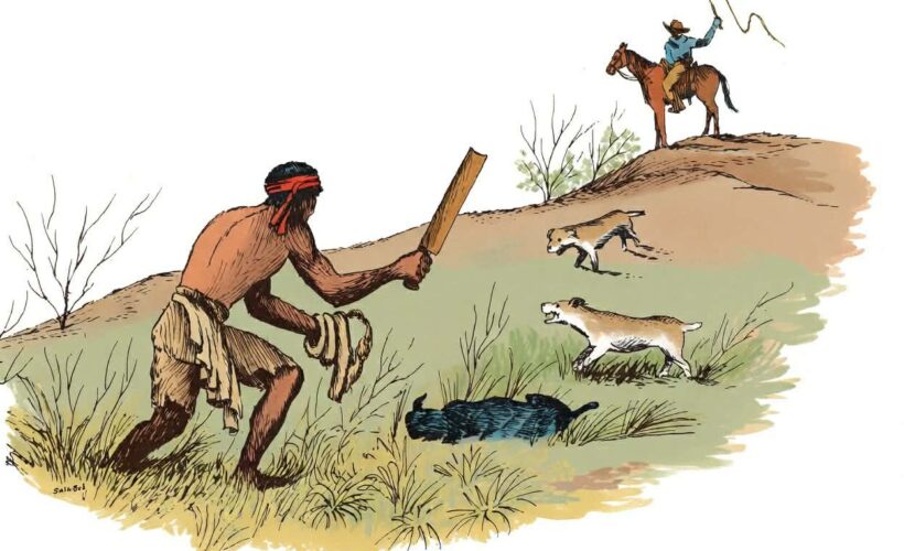 Cimarron vs Rancheador en Ciénaga de Zapata, Matanzas, Cuba. Ilustración: Carlos Junior Hoyos Verdura