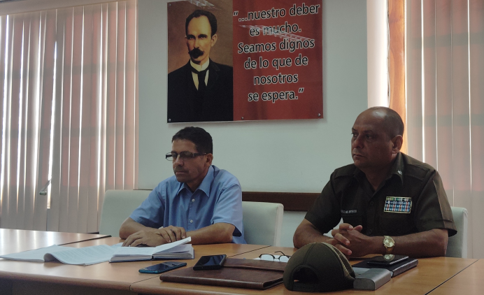 Representantes del Ministerio del Interior y de la Fiscalía Provincial ofrecieron declaraciones a la prensa sobre uno de los delitos que afecta hoy al sistema electroenergético nacional. 
