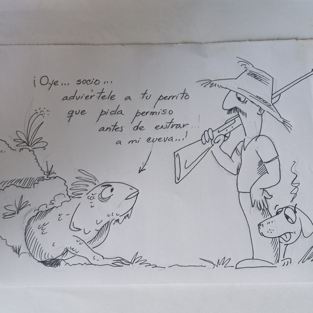 Postales Matanceras: Capturan “extraño reptil”. Ilustración: Carlos Junior Hoyos