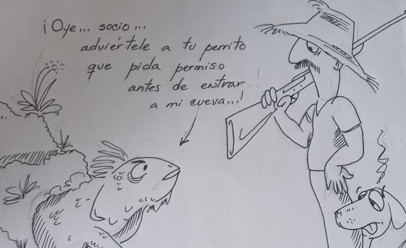 Postales Matanceras: Capturan “extraño reptil”. Ilustración: Carlos Junior Hoyos