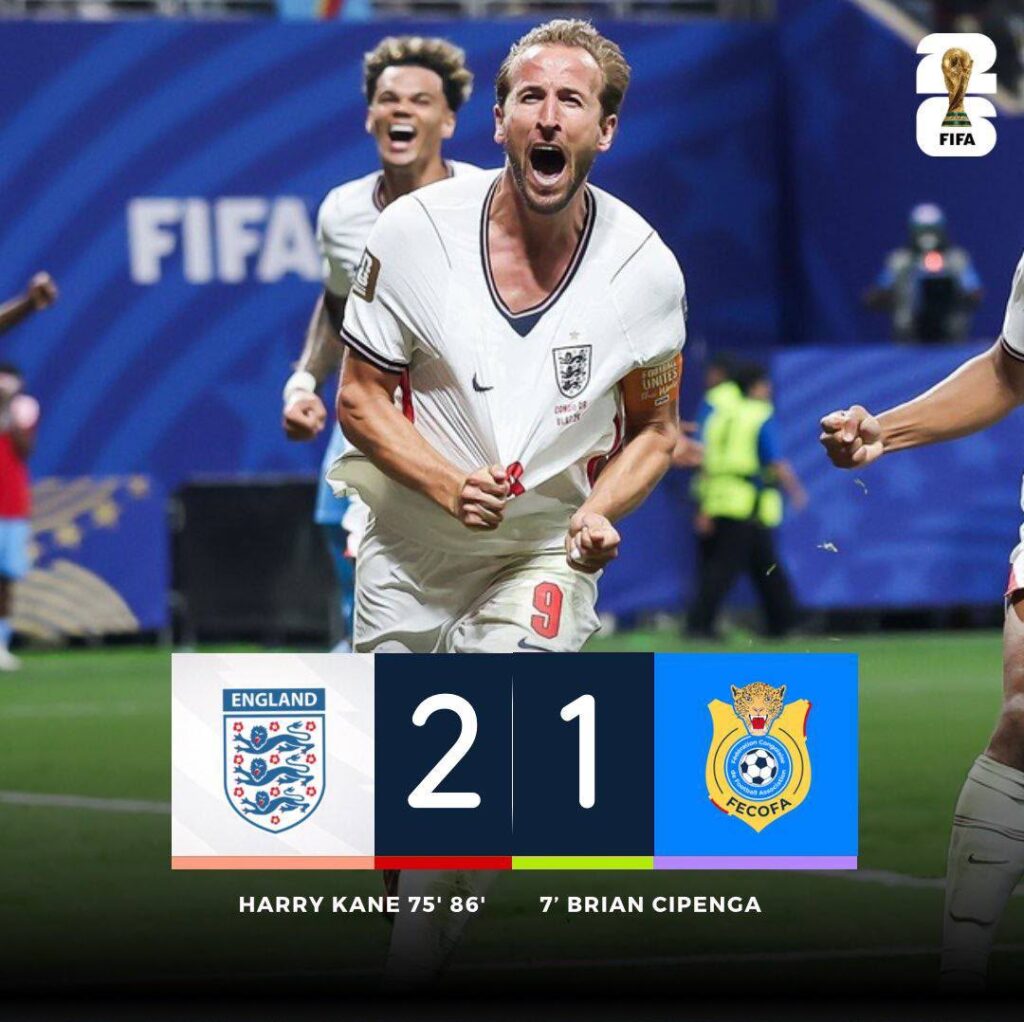 Marcador Inglaterra vs RD Congo