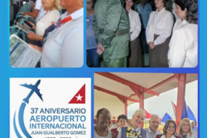 Fidel presente en el 37 aniversario del aeropuerto Juan Gualberto Gómez