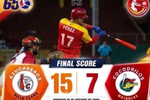 Cocodrilos de Matanzas caen ante Villa Clara en el Victoria de Girón. Foto: tomada de la página de Facebook de La Banda Yumurina