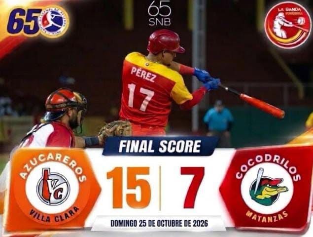Cocodrilos de Matanzas caen ante Villa Clara en el Victoria de Girón. Foto: tomada de la página de Facebook de La Banda Yumurina